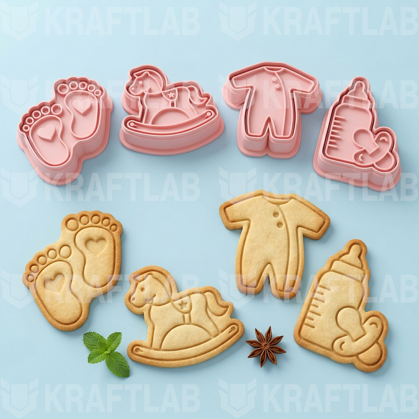 Kit 4 cortadores de Biscoito Chá de Bebê