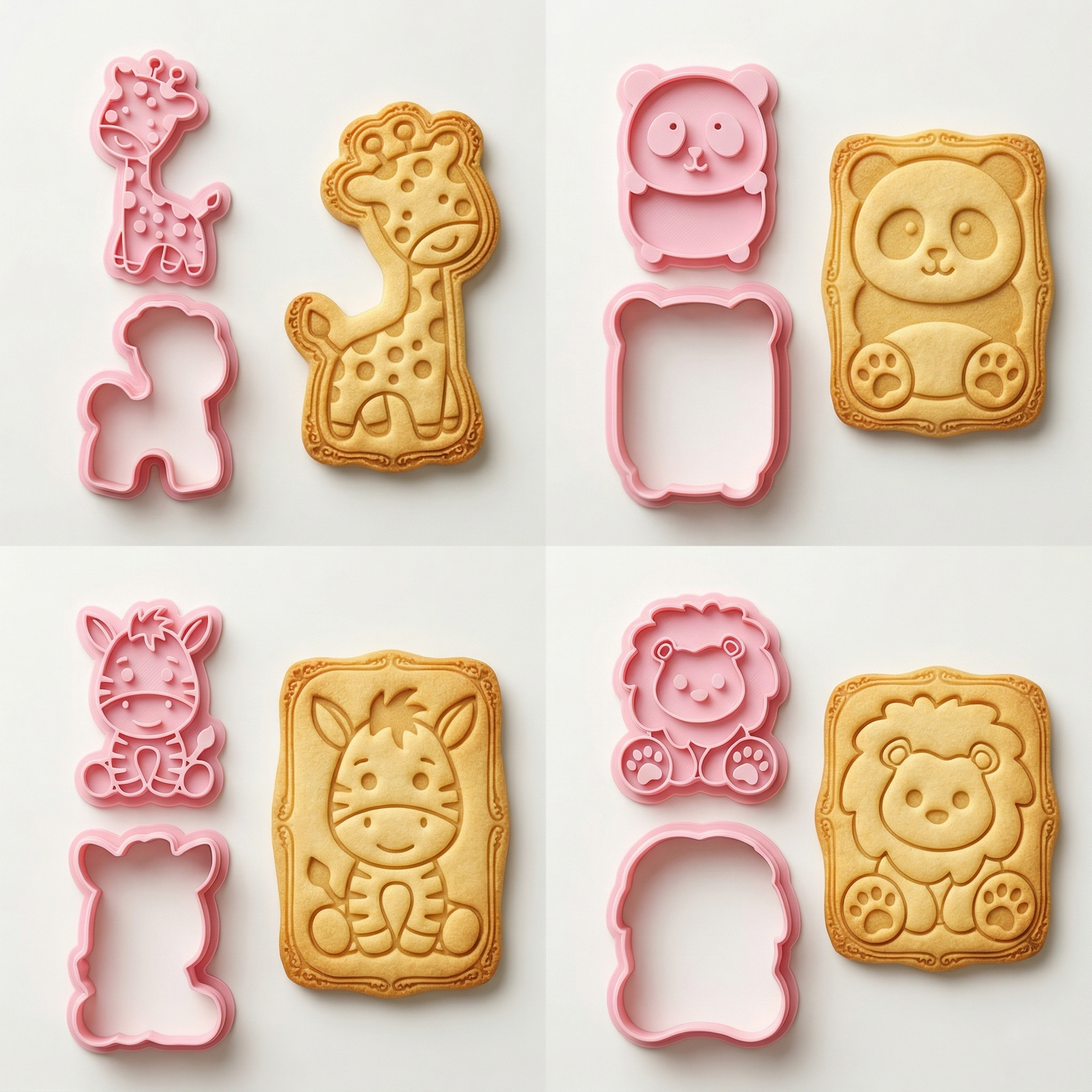 Kit 4 Cortadores De Biscoitos Kraftlab Animais Safari